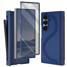 VIETAO 商务内置笔手机壳，兼容三星 Galaxy Fold7、Fold6、Fold5、Fold4、Fold 7/6/5/4，仿皮全包保护套 - 藍色 - 查看 6