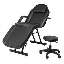 Portable Tattoo Chair Adjustable Massage Facial Bed With Removable Headrest And Armrest Foldable Spa Chair With Carry Bag 73 Inch Esthetician Bed For Salon Beauty Barber Spa Tattoo Black - 黑色 - 查看 1