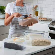 4PCS X 3.5 L Airtight Food Storage Containers With Lids, For Spaghetti , Dry Food, Flour And Sugar Plastic Canisters Organizer, Air Tight Kitchen Pantry Organization,Mother's Day Gift. - 查看 8