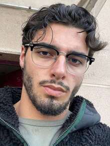 1 chiếc kính gọng nửa khung vuông bằng kim loại dành cho nam, kiểu dáng giản dị, nhẹ và trong suốt, phù hợp để phối cùng trang phục hàng ngày và làm phụ kiện du lịch. - Nhiều màu - Xem 9