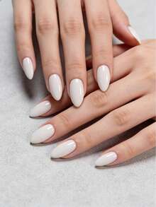短款杏仁形乳白色美甲贴片，提升您的优雅气质，10片装，100%纯手工制作短款杏仁形美甲贴片套装，优雅性感风格，甜美少女美甲，杏仁形，美白美甲贴片，纯手工可重复使用亚克力美甲贴片，包含1个迷你指甲锉和1个自粘标签美甲贴片。 - 彩色 - 查看 12
