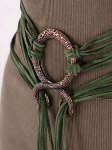 1pc Long Rope Knotted Waist Belt, Women's Nordic Witch Waist Chain, Troll Diagonal Waist Belt, Accessory, Suitable Bohemian Style Dresses - A - 查看 2
