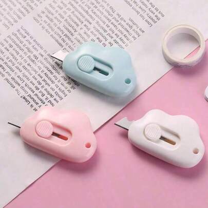 1 Set Mini Cloud-Shaped Knife Combination, Including Scissors, Letter Opener, Paper Cutter, Portable Cloud-Shaped Keychain Hole Knife Tools