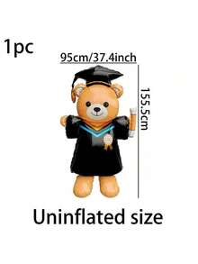 kumozawa 1个61.2英寸可爱毕业熊气球，适用于活动和校园装饰、生日拍照道具、生日派对、周年纪念派对、房间装饰、室内装饰、2026届毕业季装饰、毕业礼物、派对装饰、2026届毕业生 - 黑色 - 查看 9