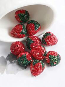 2-20颗红色草莓樱桃粘土钻珠 DIY手工耳环手链项链首饰材料配件 - 紅色-草莓 - 查看 7