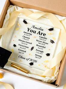 1/3/5pcs Customizable Square Acrylic Decor, Allow Upload Of Custom Text, 3 Size Options, Acrylic Displays Affection, Suitable For Student Personalized Gifts, Custom Name Plates, Home Decor, Bedroom Decor, Personalized Room Decoration - Multicolor - View 8