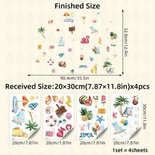 BRUP 1/3/4张/套 夏季假期浴室墙贴，卡通房车、棕榈树、海浪、冲浪板和星星图案，适用于浴缸、淋浴墙或儿童房，可移除即撕即贴，充满奇思妙想的冒险主题艺术 - 彩色 - 查看 14