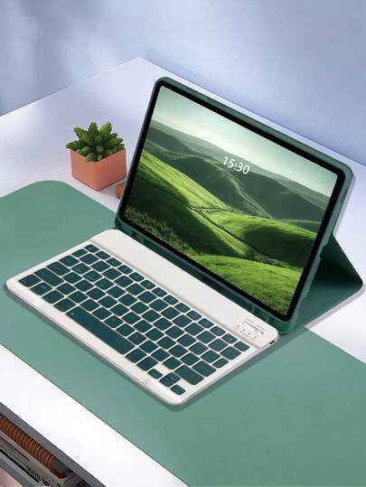 AKKHOO لوحة مفاتيح لاسلكية فائقة الرقة 10 بوصة، قابلة للشحن وصامتة، مناسبة للأجهزة اللوحية/أجهزة الكمبيوتر المحمولة، لوحة مفاتيح صغيرة