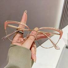 1/2/3 Pcs Women Metal Frame Cat Eye Fashion Eyeglasses Frame, Suitable For Daily Reading And Commuting - Multicolor - View 10