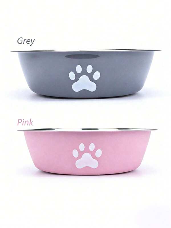 1pc Stainless Steel Pet Bowl, Dual Use For Food And Water, Including Dog/Cat Food Bowl And Water Bowl, Non-Slip And Durable, With Anti-Slip Silicone Base, Medium Size, Suitable For Small Dogs And Cats