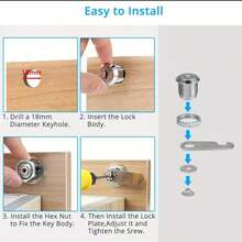 1pc Cylinder Cam Lock With Key, 16-20mm Universal Tongue Lock, Suitable For Metal Cabinets, Employee Lockers, Tool Boxes, File Cabinets, Office Desk Drawers, With Key - Cabinet Lock - View 5