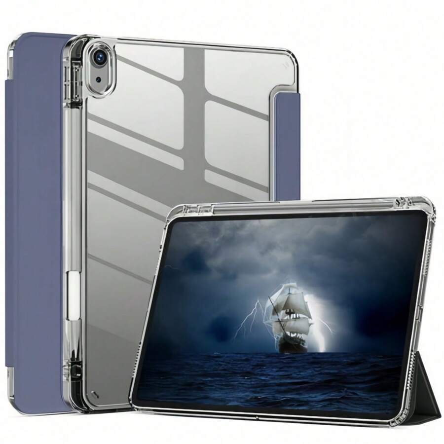 2026 New Style [Dark Purple Limited Edition] High-Definition Transparent Back Cover Anti-Bending Stand Case, Upgraded Anti-Yellowing Material With Pencil Slot Smgnetic Sleep, Compatible With IPad 7-11th Gen/Air 4-6/11-13 Inch/Mini 6-7/Pro Series And Sam - Purple - View 1