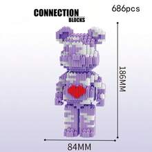 爱心熊积木 - 挑战性动物系列套装，创意模型套件，ABS拼图连接工艺玩偶，是情人节、万圣节、感恩节、母亲节、圣诞节表达爱意的理想礼物。 - 彩色 - 查看 8