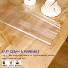 Premium 100% PVC Transparent Tablecloth, 1.0mm Thick, Scratch-Resistant, Wear-Resistant, Heat-Resistant, Easy To Clean, Suitable For Home, Hotel, Restaurant And Cafe Tables, Minimalist And Fashionable Tablecloth Effectively Protects Furniture. - White - View 4