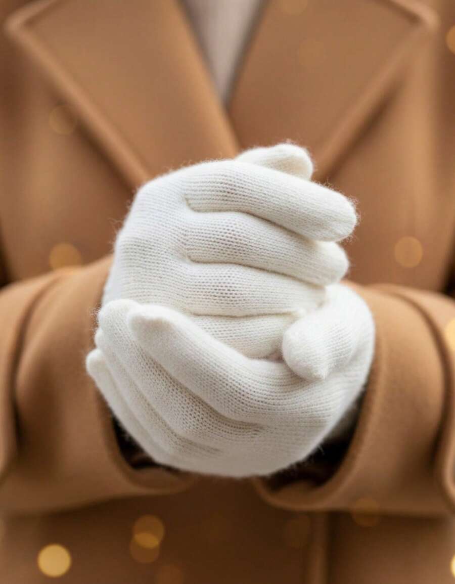 Basic Elegant Knitted Gloves For Cold Winter - Adult (Various Colors) - Creme - View 1