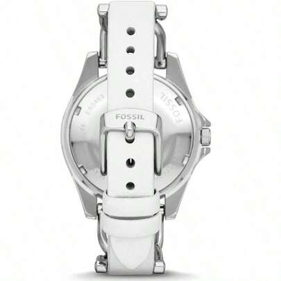 Fossil Đồng hồ nữ thời trang màu bạc pha lê, chống nước, dạ quang, đồng hồ đeo tay nữ, quà tặng ngày Valentine ES3463