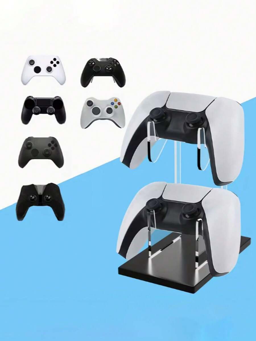 (Detachable) 1Set Universal 2-Layer Acrylic Game Controller Stand&Headphone Stand Game Accessories Storage Stand,Headset Game Accessory Bracket,Portable Clamp Design For Office Desk Organization Holder Ideal For Displaying Your Gaming Collection