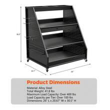 4-Tier Heavy-Duty Rolling Tool Storage Cart With Pegboard And Drawer, Garage Organizer For Tools, Equipment & Supplies - A - View 11