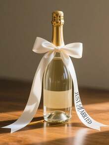 5/1pc Wedding Decoration Ribbon Set, Bride & Bridesmaid Decorative Ribbons, White & Champagne Wine Glass Ribbons, Wedding Table Decor, "Just Married" Wedding Ribbon, Polyester Champagne Bottle Ribbons, Suitable For Wedding Favors, Bachelorette Party, Bridal Shower, Anniversary, Wrist Decor, DIY Bow Decoration - Multicolor - View 9