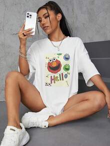 Graphic Tees Women Fifth Sun Sesame Men's Everything I Know I Learned On The Streets Short Sleeve Crew Tee Men's Summer Casual 180g Pure Cotton T-Shirt Patterned Printed Short Sleeved Top T-Shirt - 白色4 - 查看 2