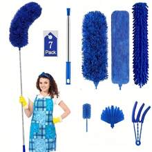 Chổi phủi bụi siêu dài bằng sợi microfiber, cán thép không gỉ có thể kéo dài 111 inch, thích hợp cho quạt trần cao và vệ sinh xe hơi, màu xám, chổi phủi bụi. - 111 inch - Xem 11