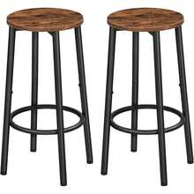 HOOBRO Barhocker 2er-Set, Barstuhl für die Küche mit Fußstütze,Industrieller Barstuhl, Stabiles Metallgestell, Verstellbare Füße, für Restaurant, Küche, Bar, Vintage-und Schwarz EBF03BY01 UPBF - Rustikales Braun + Schwarz - Übersicht 1