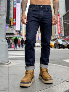 男士靴子，简约INS风高帮休闲靴，通勤办公青年平底皮靴 - 黃色 - 查看 4