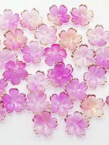 100pcs Mixed Acrylic Gradient Foil Edged Large Sakura Flowers, DIY Craft Materials For Earrings, Hair Clips, Bracelets, Necklaces And Other Handmade Jewelry - Multicolor - View 5