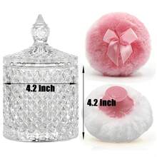 Luxury 4 Inch Glass Powder Container With 2 Soft Puffs For Loose Powder - 1 Handle 1 Bow Pink Puffs With Pointed Cylinder-clear-large - View 4