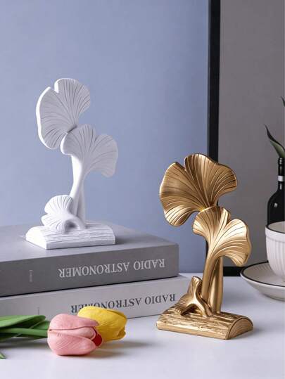 1pc Resin Luxury Minimalist Ginkgo Leaf Decor, Suitable For Living Room, Bedroom, Study, Wedding Party, Holiday Atmosphere, Valentine's Day, Wedding Gift, Best Holiday Gift, Display Stand Decor, Birthday Gift, Graduation Gift