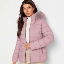 Shendy Vendy Chamarra Para Mujer Poliéster Cálido Con Cuello Tipo Piel - Rosa Pálido 2 - Ver 8