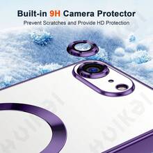 适用于 17e、16e、17Pro、17Pro Max、16、16Pro Max、15、15Pro Max 的透明防震超薄磁吸手机壳，超强磁力，不易泛黄，后盖设计，有效保护手机免受震动。 - 紫色 - 查看 5