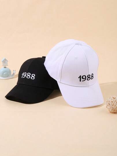 2顶婴儿幼儿字母数字刺绣透气棉质可调节防晒休闲棒球帽，适合春夏户外活动