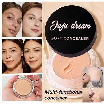 JUJU DREAM Corrector multifuncional suave, cobertura total para imperfecciones, tatuajes y ojeras, acabado natural de larga duración