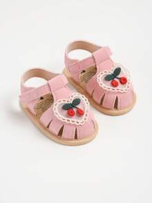 Cute Floral Embroidered Infant Toddler Sandals - Soft Sole, Breathable Non-Slip, Suitable For Daily Wear And Vacation, Spring/Summer Collection - Pink - View 9