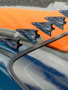 3pcs Carbon Fiber Black Shark Fin Roof Spoiler, Stylish Bumper Decoration, Enhances Appearance, Auto Parts - Shark Fin Tail - View 1