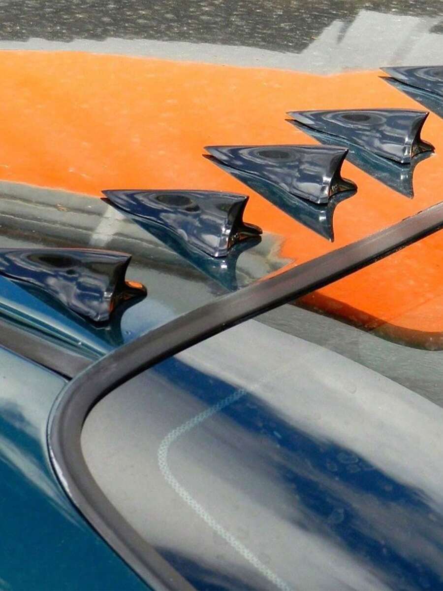 3pcs Carbon Fiber Black Shark Fin Roof Spoiler, Stylish Bumper Decoration, Enhances Appearance, Auto Parts - Shark Fin Tail - View 1