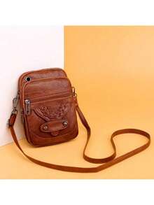 Multi-Functional Soft PU Leather Small Shoulder Bag For Women Vintage Crossbody Bag Cash Purse Cell Phone Bag - Multicolor - View 7
