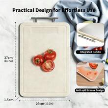 Cutting Board For Kitchen, Cutting Board Double Sided, Pure Titanium/PP, Easy To Clean Large Size, 15"X10" - Apricot - View 2
