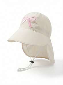 1pc Girls' Summer Hat, Fashionable Embroidered Bucket Hat, Girls' Versatile Sun Protection Wide Brim Beach Hat - 1PC - View 10