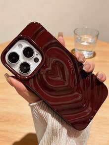 1个电镀皱纹3D心形图案全包软TPU防震手机壳，兼容 17/17 Pro/17 Pro Max/16/16 Pro Max/15/14/13 - 紅色 - 查看 3