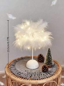 1 pezzo Lampada da scrivania con piume rosa e bianche, stile moderno e minimalista, luce decorativa da scrivania, lampada con piume carina e romantica, luce notturna decorativa calda, adatta per camera da letto di ragazze, scrivania dell'ufficio, San Valentino, compleanno, decorazione del soggiorno, crea un'atmosfera romantica come regalo romantico - Multicolore - Visualizzare 12