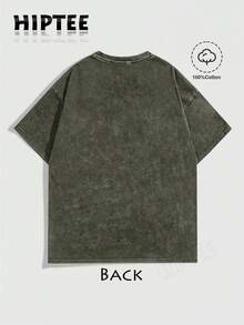 With Ring On Hand - 100% Cotton Women's T-Shirt Lauren Hill Letter Print Y2k Vintage Tee Casual Summer Plus Size Top - Niche Graffiti Prints Shirts - Washed - Army Green - 查看 3