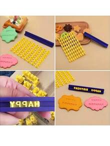 Tampon à estamper les lettres et les chiffres, moule à estamper en silicone antiadhésif pour l'alphabet. Ensemble fait main comprenant des lettres/chiffres, un emporte-pièce à biscuits, convient pour l'argile, les bijoux, les cartes faites main. Outil de tamponnage créatif et intéressant pour les adolescents et les adultes - Multicolore - Voir 2