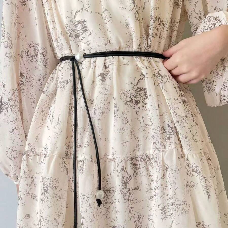 New Soft Leather Rope Thin Waist Belt For Women, Fashion Adjustable Long Waist Rope For Dresses & Shirts, Versatile Summer Accessory - Beaded Waist Rope - View 1