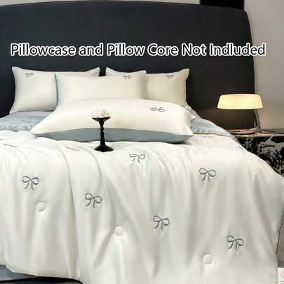 1pc Smooth Butterfly Embroidered Luxury Comforter, Soft & Breathable All-Season Bedding, Lightweight Hotel-Grade Bedroom Decor, Back-To-School/Graduation Gift, Comfortable Summer Bedding, Romantic Night, Spring Lightweight Bedding, Machine Washable Plush Comforter, Hotel Collection Style, Soft Fabric, Easy Care Household Essential