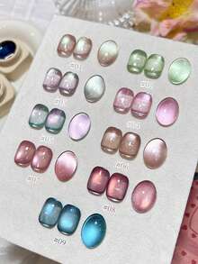 奈仕指甲油 12毫升 容量 2026 新款情人节礼物，春夏新款，甜美糖果色系，缤纷美人鱼蓝、绿、紫、粉，玻璃珠点缀，梦幻极光猫眼凝胶指甲油。亮丽色彩，适合夏秋两季，磁性指甲贴片，需搭配底油和封层使用，需配合UV灯固化。植物基凝胶，9色套装，适合新手，居家、办公、通勤、约会等各种场合。畅销沙龙品质，持久长达28天。 - 彩色 - 查看 3