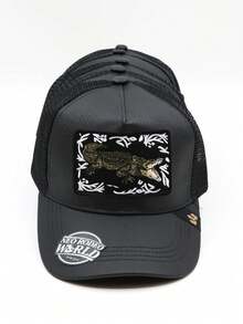 Set de 5 Gorras Trucker Unisex con Bordado de Cocodrilo | Cachucha tipo Charro con parche de animal | Gorra de Béisbol ajustable para Hombre y Mujer - Negro - Ver 2