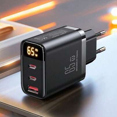 1个65W/45W/30W氮化镓充电器，2个Type-C接口+1个USB-C接口，支持QC4.0快充，兼容 17 Pro Max/17 Pro/17/Air/16/15/14/13/12/11/XS/XR/8/7/6，S25/S24/S23/S22/S21 Ultra Plus