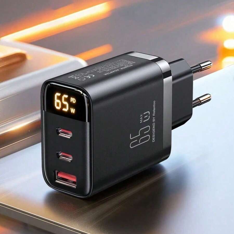 1个65W/45W/30W氮化镓充电器，2个Type-C接口+1个USB-C接口，支持QC4.0快充，兼容 17 Pro Max/17 Pro/17/Air/16/15/14/13/12/11/XS/XR/8/7/6，S25/S24/S23/S22/S21 Ultra Plus - 黑色 - 查看 1